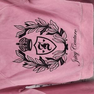 Y2K Juicy Couture Girl's Pink Velour Zip-Up Hoodie Sweatshirt